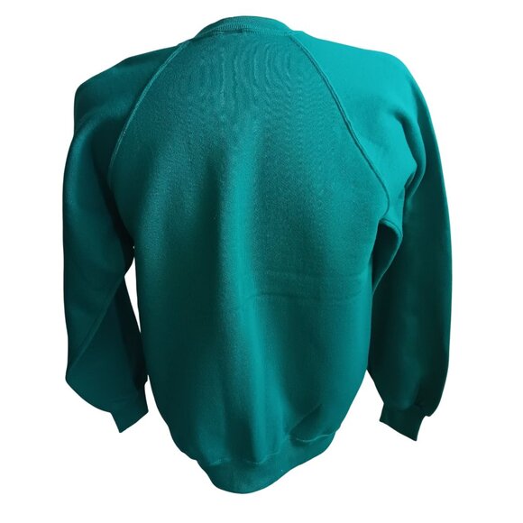 Vintage Crewneck Sweatshirt XL Blank Jerzees Teal Green Made In USA Men's 90s - Picture 3 of 4